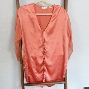 Vintage Gold Tag Victoria's Secret Coral Silky Nightgown